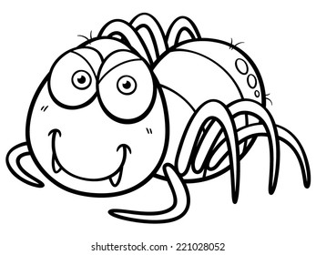 Vector illustration of Spider cartoon - Coloring book