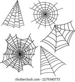 Vector illustration spider cobweb. Spider web vector set