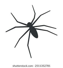 Ilustración vectorial de la araña, decoración espeluznante del insecto para los temas de Halloween. La silueta de arácnido negro en estilo de dibujos animados simple y espeluznante para diseños encantados o inspirados en el terror