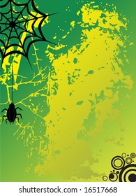 ilustração vetorial, aranha com fundo granuloso em verde