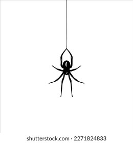 vector illustration of a spider hanging with a web