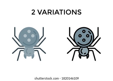 Vector illustration of spider icon or logo. Use flat and lineal color design style. 