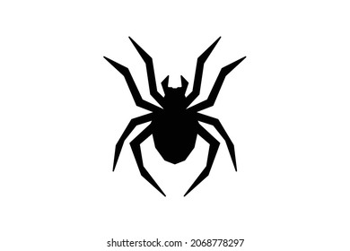 vector illustration of spider logo with solid black color, simple spider illustration mascot icon