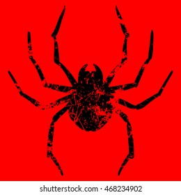 Vector illustration of spider on red background