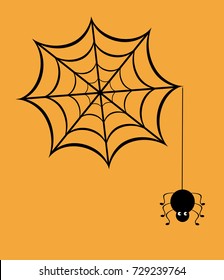 vector illustration of a spider on the web.