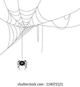 Vector illustration of spider character and web in cartoon style for  Halloween design. Gothic spiderweb 23413739 Vector Art at Vecteezy