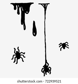 Vector Illustration of spider and web. Halloween postcard