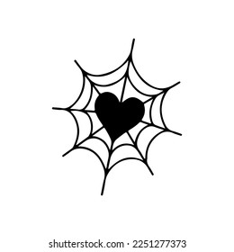 vector illustration of spider web with heart