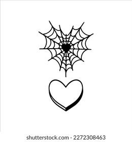 vector illustration of spider web with heart