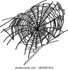 Vector illustration of a spider web isolated on a white background. Graphic illustration for printing on menu, icon, logo, template for designer