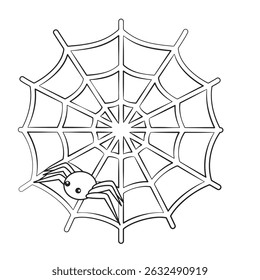 vector illustration of a spider web. Simple drawing. 