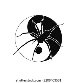 ilustración vectorial de la araña con símbolo yin yang	