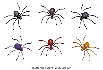 Vector illustration of spiders isolated on a white background.