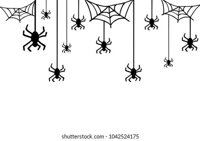 Vector illustration with spiders and web