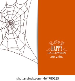 Vector Illustration of a Spiderweb White Background. Happy Halloween Design.