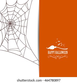 Vector Illustration of a Spiderweb White Background. Happy Halloween Design.