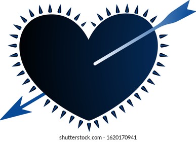 vector illustration of a spiked heart with an arrow through it