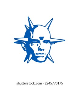 vector illustration of spiked man's head