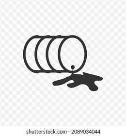 Vector illustration of spilled barrel icon in dark color and transparent background(png).