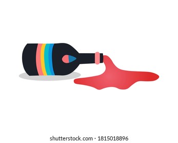 ilustración vectorial del icono de botella de cerveza derramada, concepto de dibujos animados planos