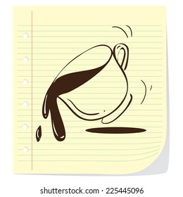 Vector illustration of spilled coffee in doodle style