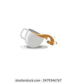 Ilustración vectorial de una taza de café derramada.