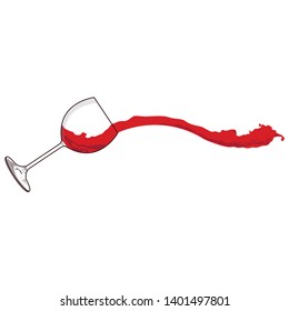 vector illustration of spilled wine glass