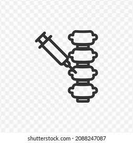 Vector illustration of spinal injection icon in dark color and transparent background(png).