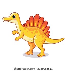 Vector illustration with spinosaurus on a white background. Cute dinosaur in cartoon style.