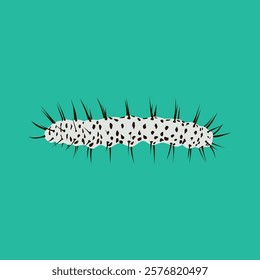 Vector Illustration of a Spiny Caterpillar on a Teal Background