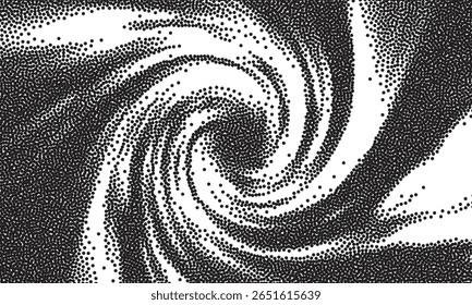 Ilustração vetorial de pontos pretos espirais em um plano de fundo branco