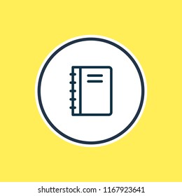 Vector illustration of spiral book icon line. Beautiful education element also can be used as diary icon element.