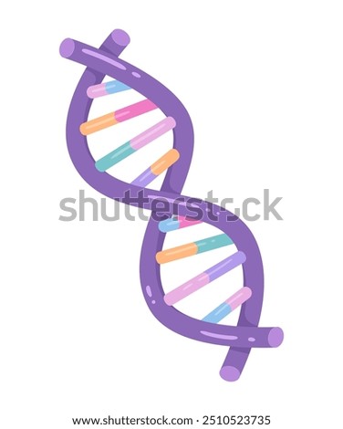 Vector illustration of spiral DNA double helix isolated on white background.