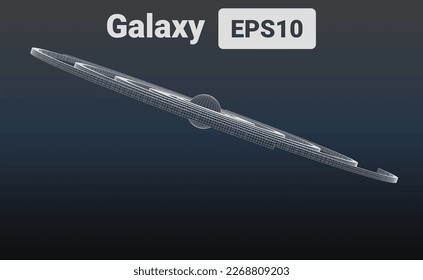Vector illustration of a spiral galaxy represented as wireframe mesh