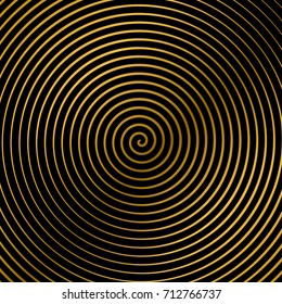 Vector illustration of a spiral with golden rays, twirl, twisted effect, vortex backgrounds. Hypnotic spiral. flat vector illustration