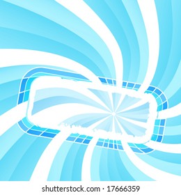 Vector illustration of a spiral light glowing frame with copy space for custom text.