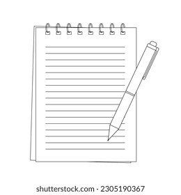 Ilustración vectorial del bloc de notas en línea sobre fondo blanco