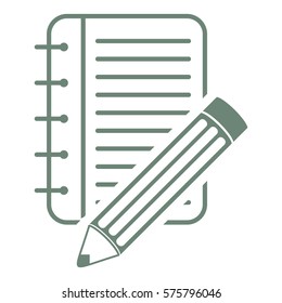 Vector Illustration of Spiral Notepad with Pencil in Gray
