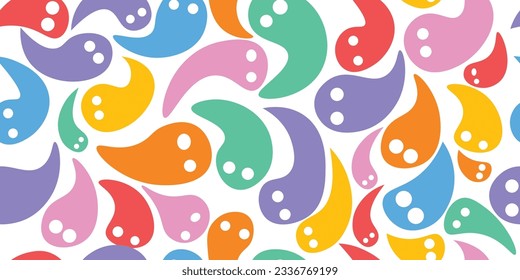 vector illustration of a spirit character, cute, sweet, beautiful, seamless, seamless, colorful doodles