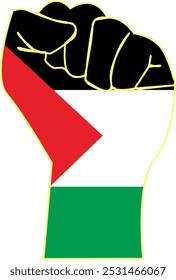 Ilustração vetorial do espírito da bandeira da Palestina, do espírito da luta do povo palestino, cerrando punhos com entusiasmo com a bandeira palestina, liberdade Palestina