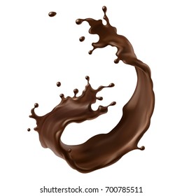 Vector illustration of a splash of brown chocolate in a realistic style. 3d illustration Print, element for design.