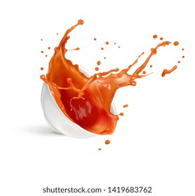 vector illustration splash of ketchup in a white plate