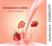 Vector Illustration Splash of Strawberry Milk