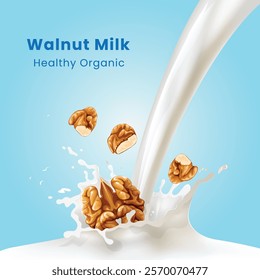 Vector Illustration Splash of Walnut Milk