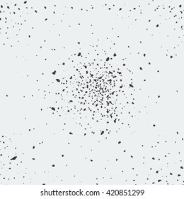 Vector illustration with splashes of paint. Black and white background. Prostration texture with drops on paper.