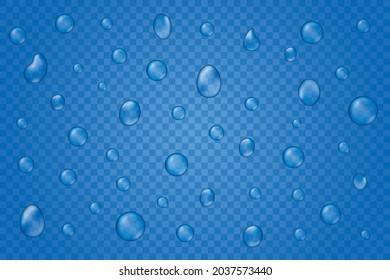 Vector illustration of splashing drops on a transparent background.