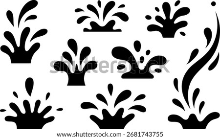 Vector illustration of splashing liquid different shapes for design and decoration