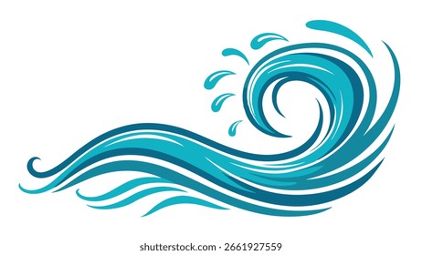 Vector Illustration of Splashing Water Waves on White Background – Minimal Clean Design