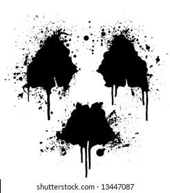 Vector illustration of a splatter ink design element in the shape of the radioactive symbol.