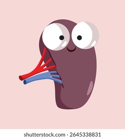 
Vector Illustration of a Spleen Character Smiling Mascot. Small organ part of the lymphatic system tat stores and filters blood 
